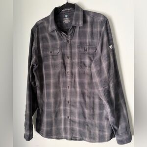 Kuhl Men's Charcoal Plaid Button Down Shirt, Size M
